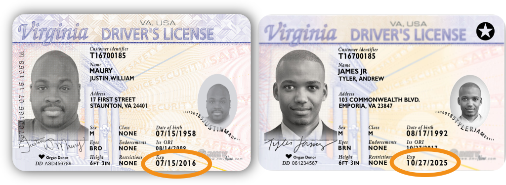 Sample driver's licenses - one expired and one current